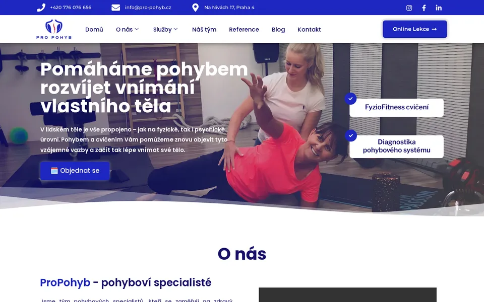 Ukázka webu Pro-Pohyb